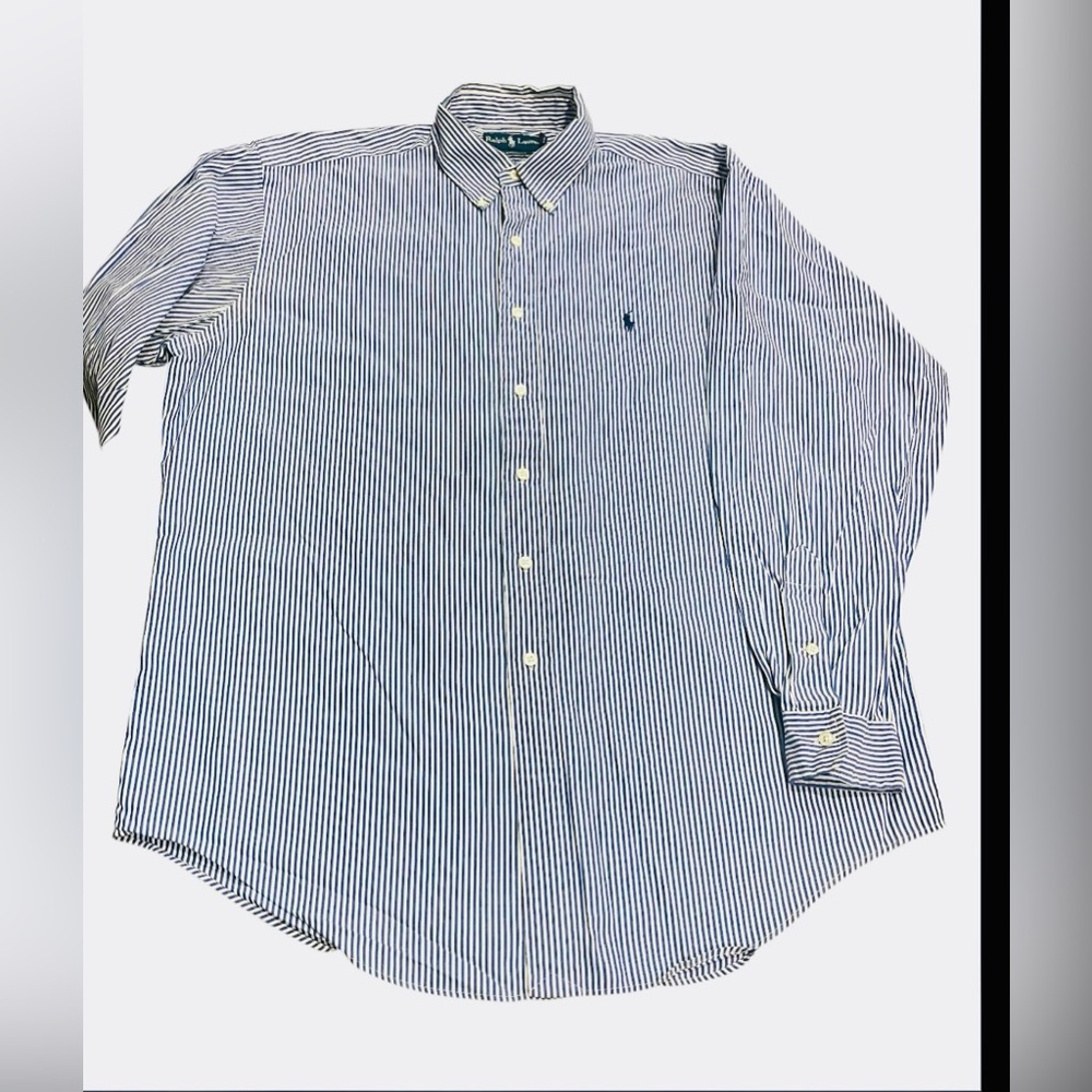 Ralph Lauren Mens Sz 16.5 -34/35 Yarmouth Oxford Button Down Shirt Blue & White